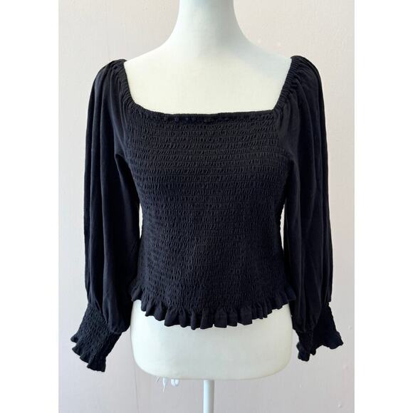 Pilcro Ruched Longsleeve Printed Smocked Feminine Boho Blouse Size S - Picture 1 of 5